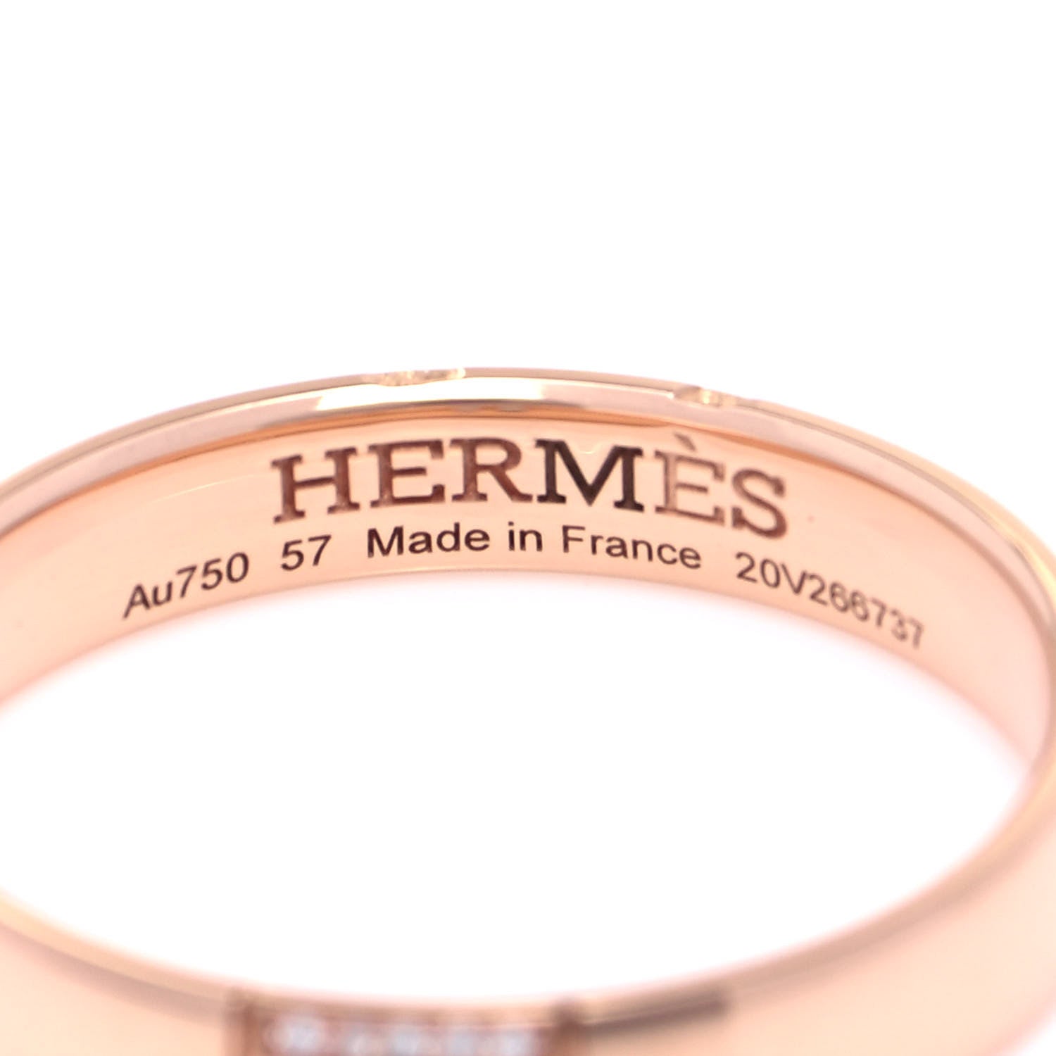 Hermes 18K Rose Gold Diamond Ever Herakles Wedding Band Ring 57 8 4 of 5