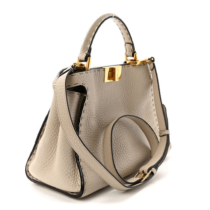 Fendi Cuoio Romano Selleria Bi-Color Mini Peekaboo Iconic Satchel Beige Blue 3 of 9