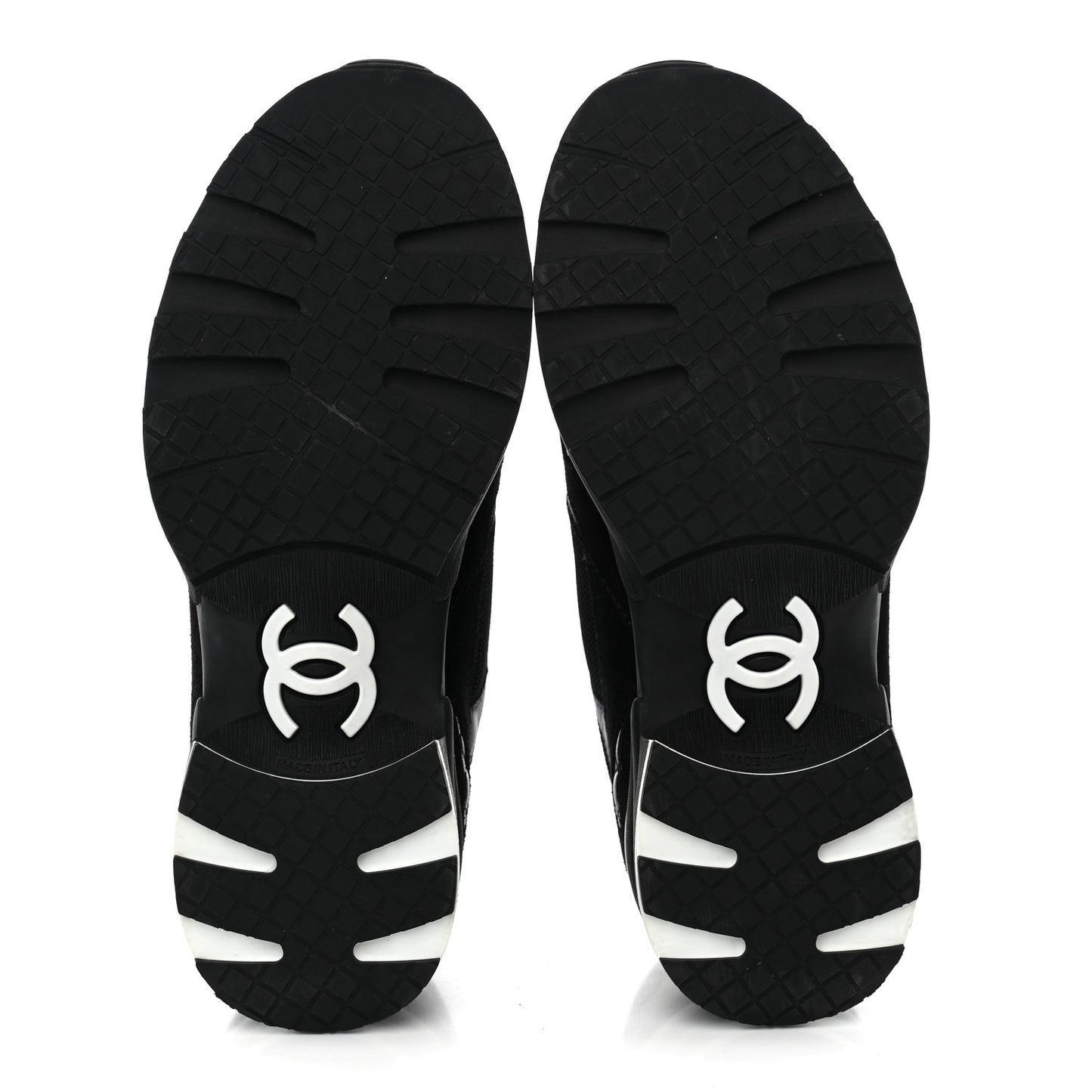 Mixed Fibers Suede Shiny Calfskin Womens CC Sneakers 38 Black