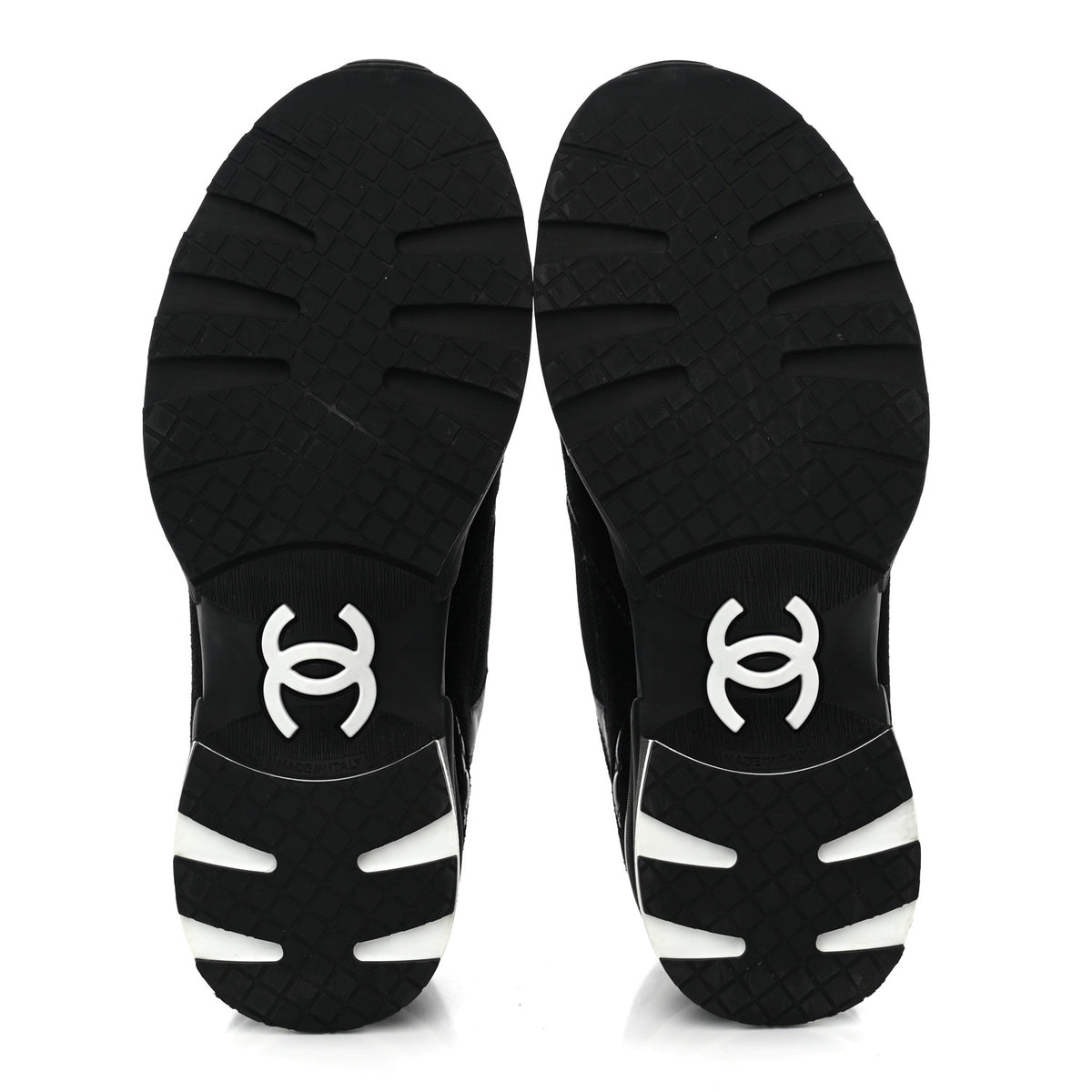 Chanel Mixed Fibers Suede Shiny Calfskin Womens CC Sneakers 38 Black 6 of 10