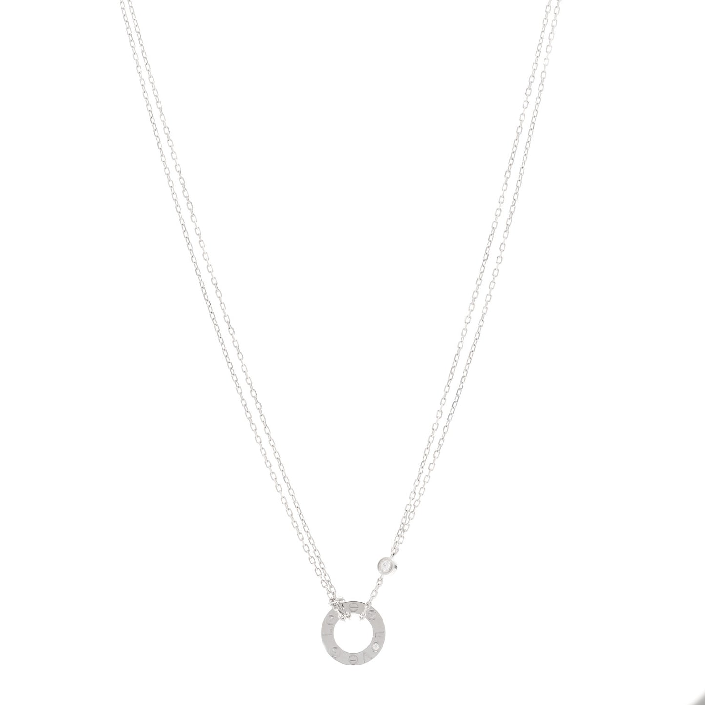 18K White Gold 2 Diamond LOVE Necklace