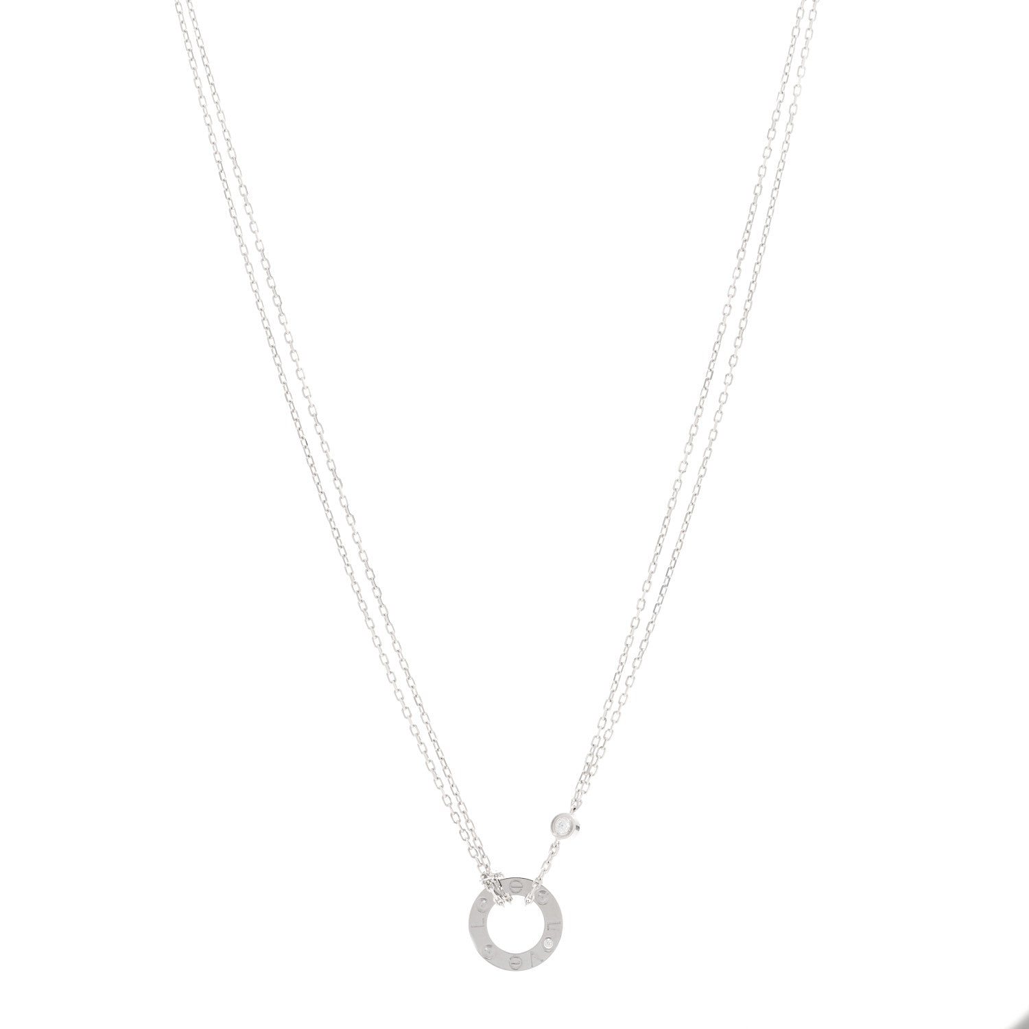 Cartier 18K White Gold 2 Diamond LOVE Necklace 1 of 4