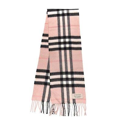 Burberry Cashmere Giant Heritage Check Fringe Scarf Ash Rose 3 of 5