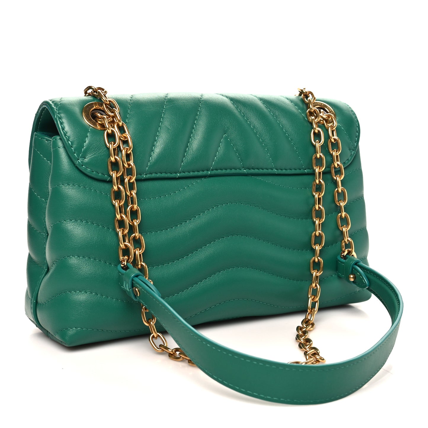 Calfskin New Wave Chain Bag MM NM Emerald