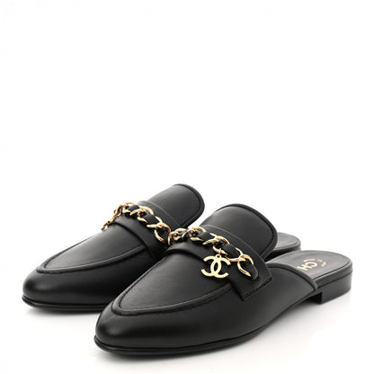 Chanel Lambskin Chain CC Mules 38 Black 3 of 9
