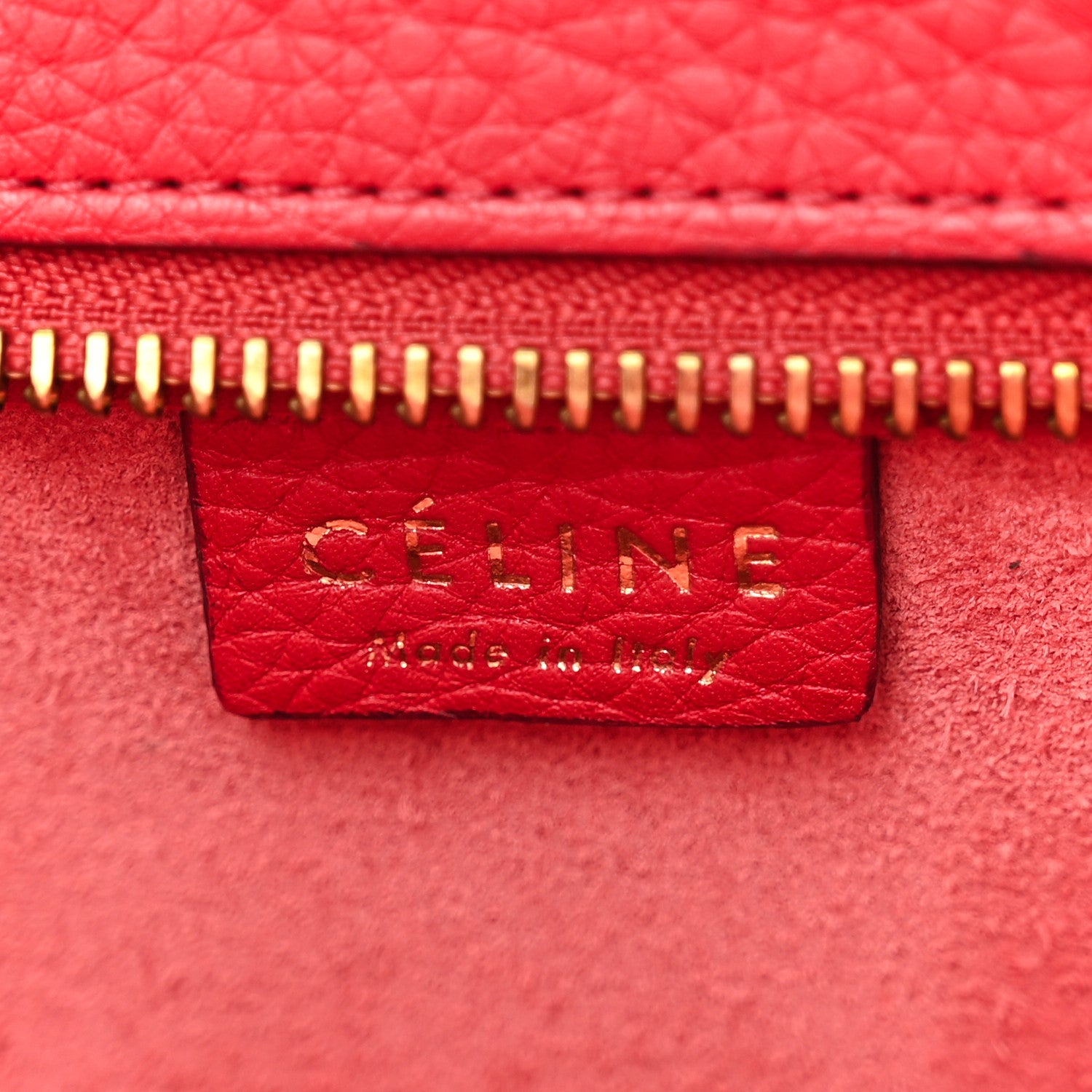Celine Drummed Calfskin Nano Luggage Red 6 of 17