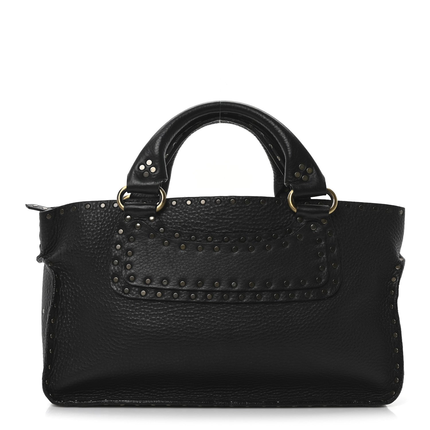 Celine Pebbled Calfskin Studded Boogie Satchel Black 1 of 10
