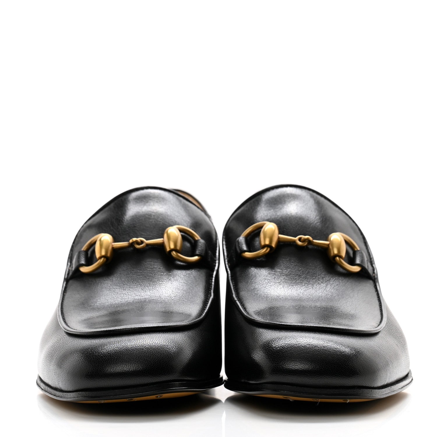 Gucci Goatskin Womens Horsebit Mid-Heel Loafers 35 Black 2 of 12