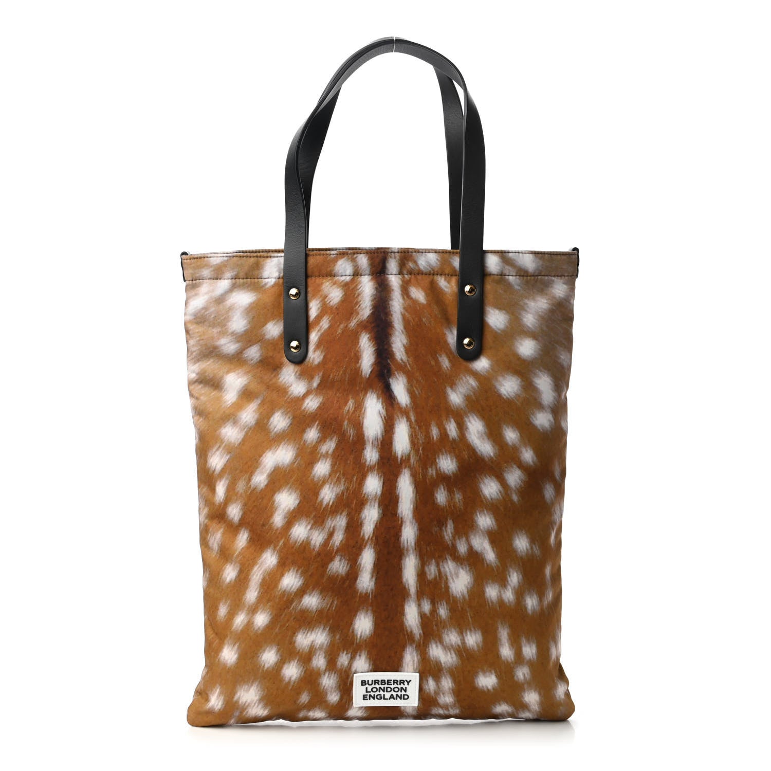 Burberry Nylon Deer Print Flat Tote Bag Black Brown 1 of 10