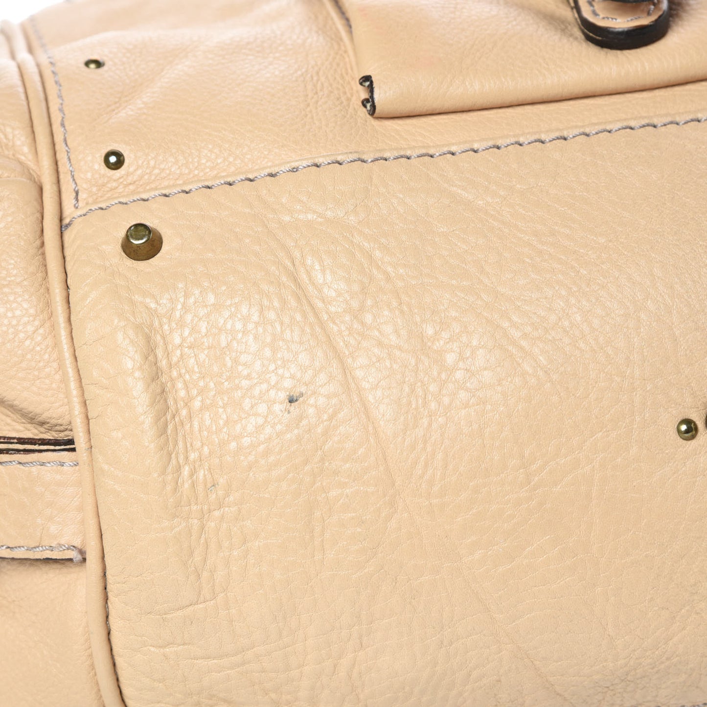 Leather Paddington Front Pocket Tote Beige