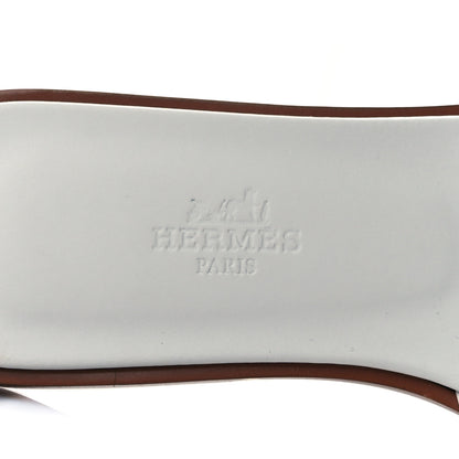 Hermes Box Calfskin Oran Sandals 36 White 7 of 8