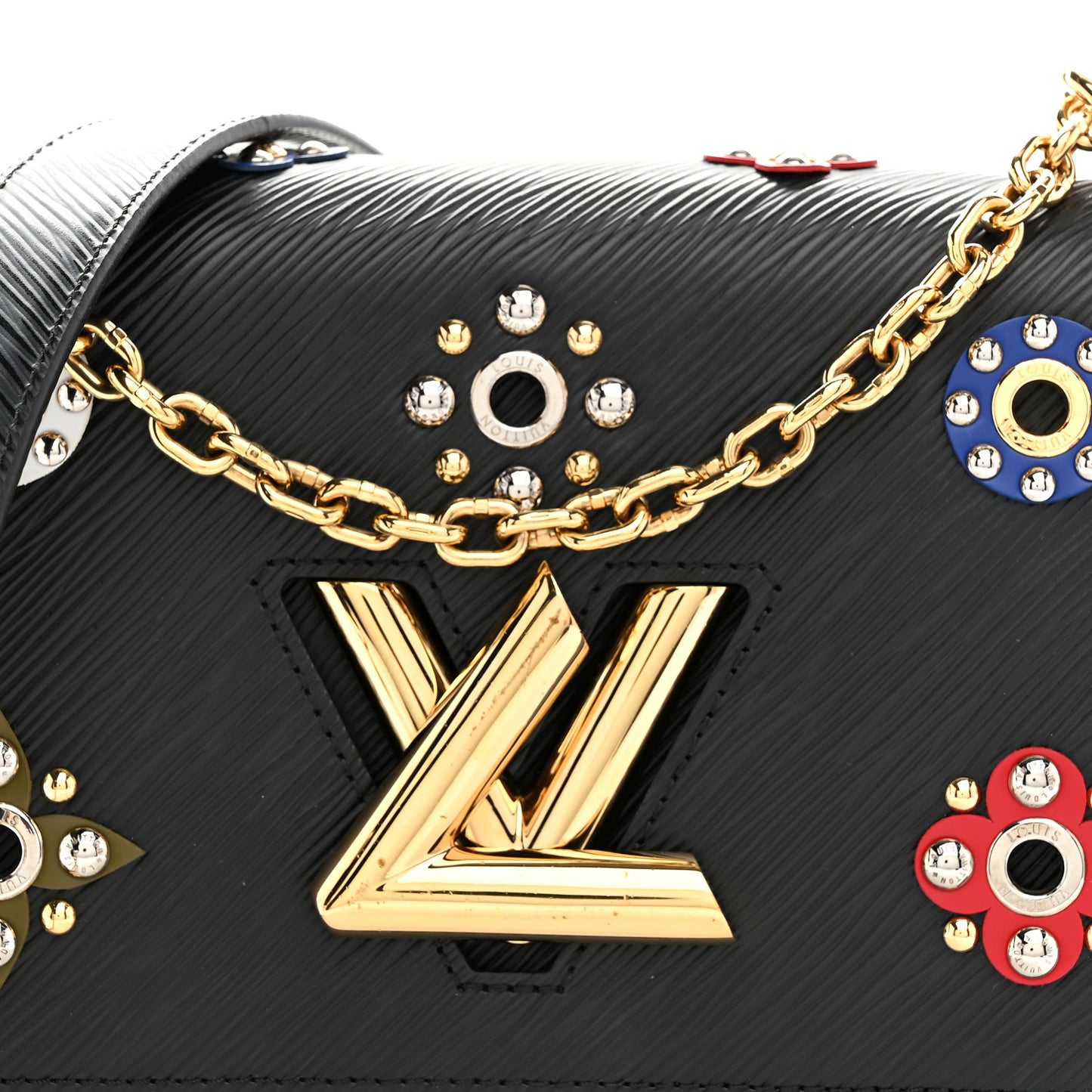 Epi Mechanical Flowers Twist Shoulder Bag MM Black