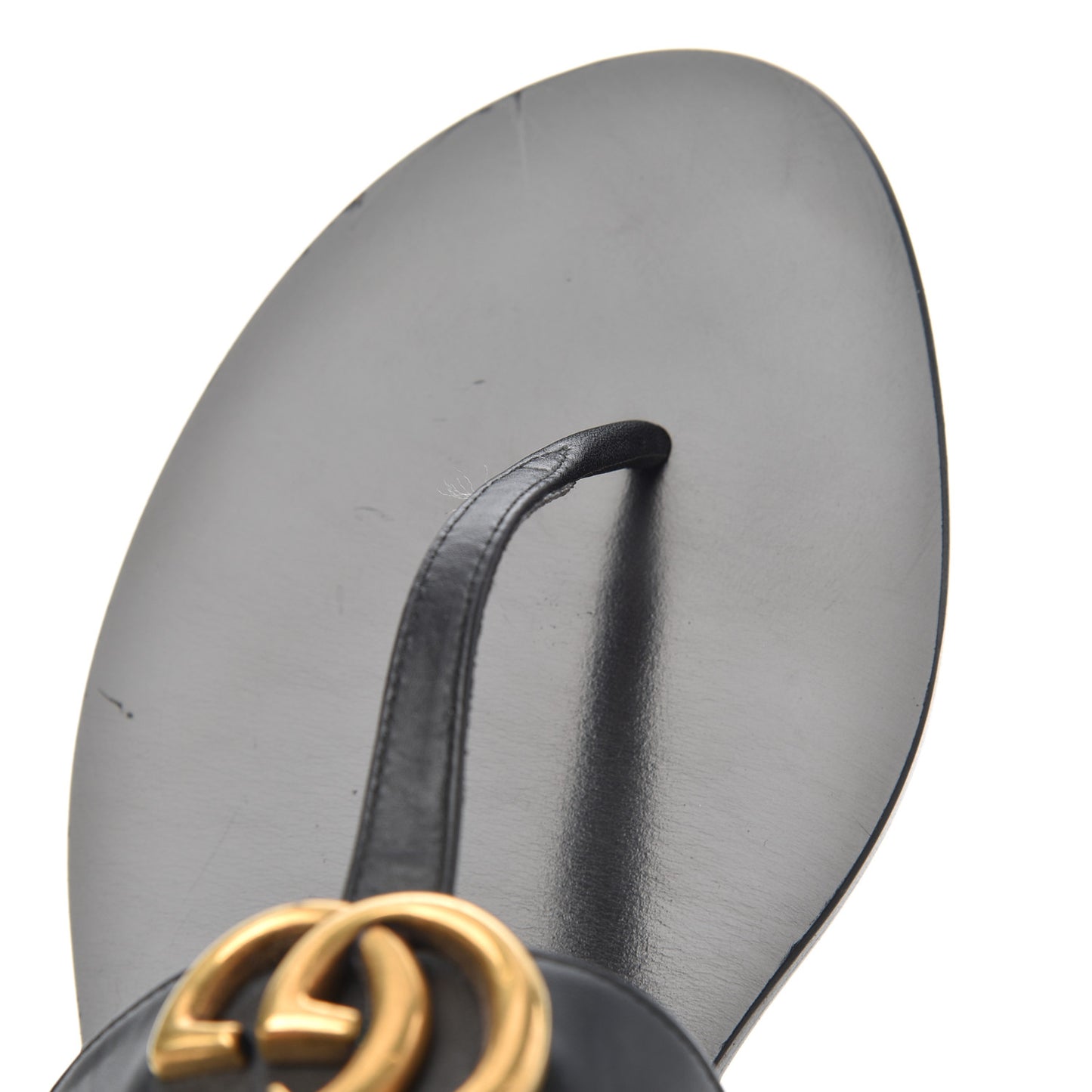 Calfskin GG Marmont Thong Sandals 38 Black