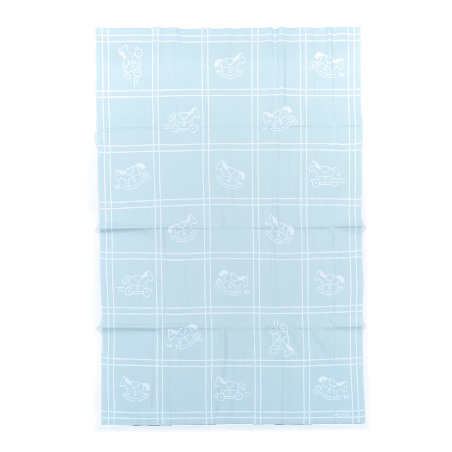Cotton Knit Adada Baby Blanket Bleu Glacier