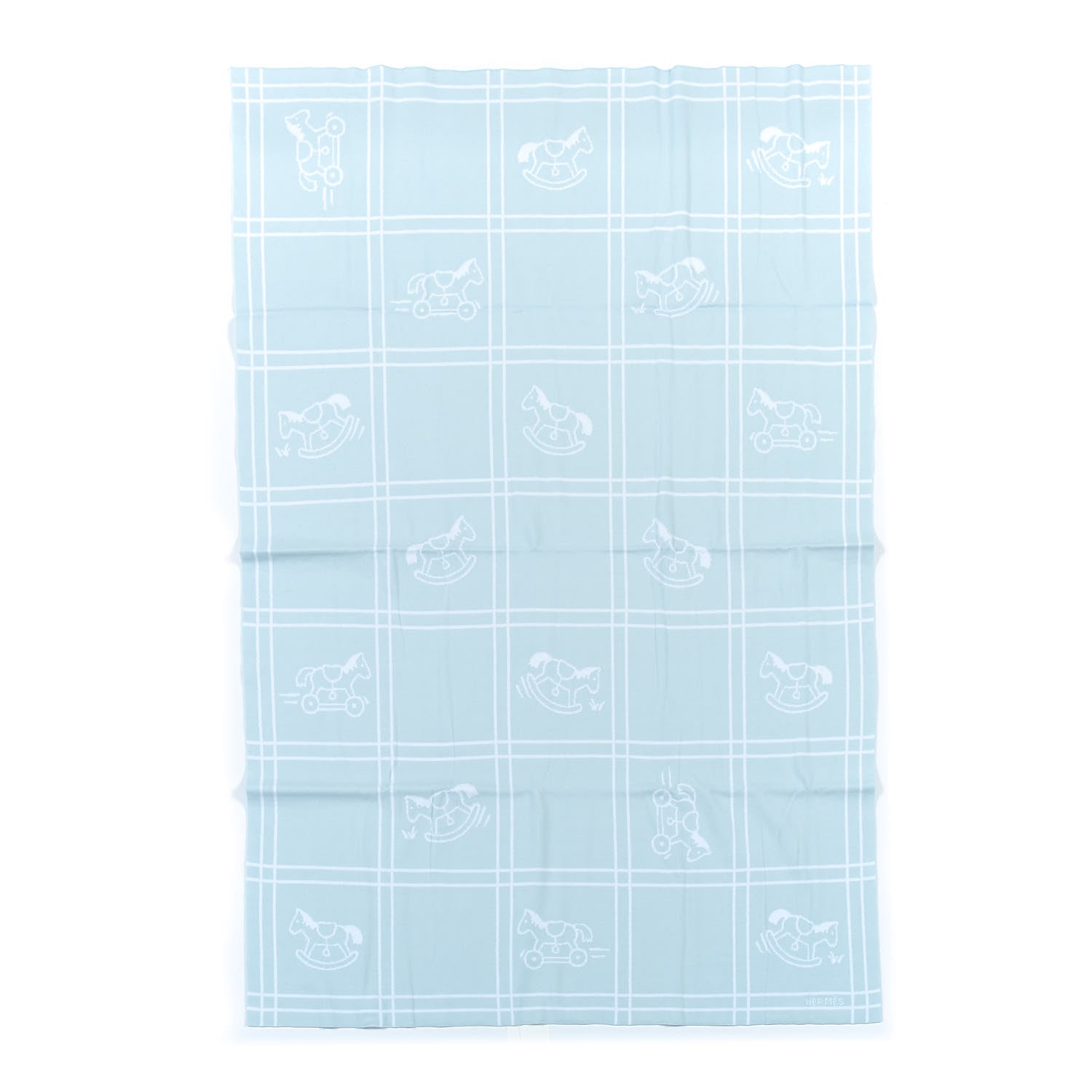 Hermes Cotton Knit Adada Baby Blanket Bleu Glacier 1 of 3