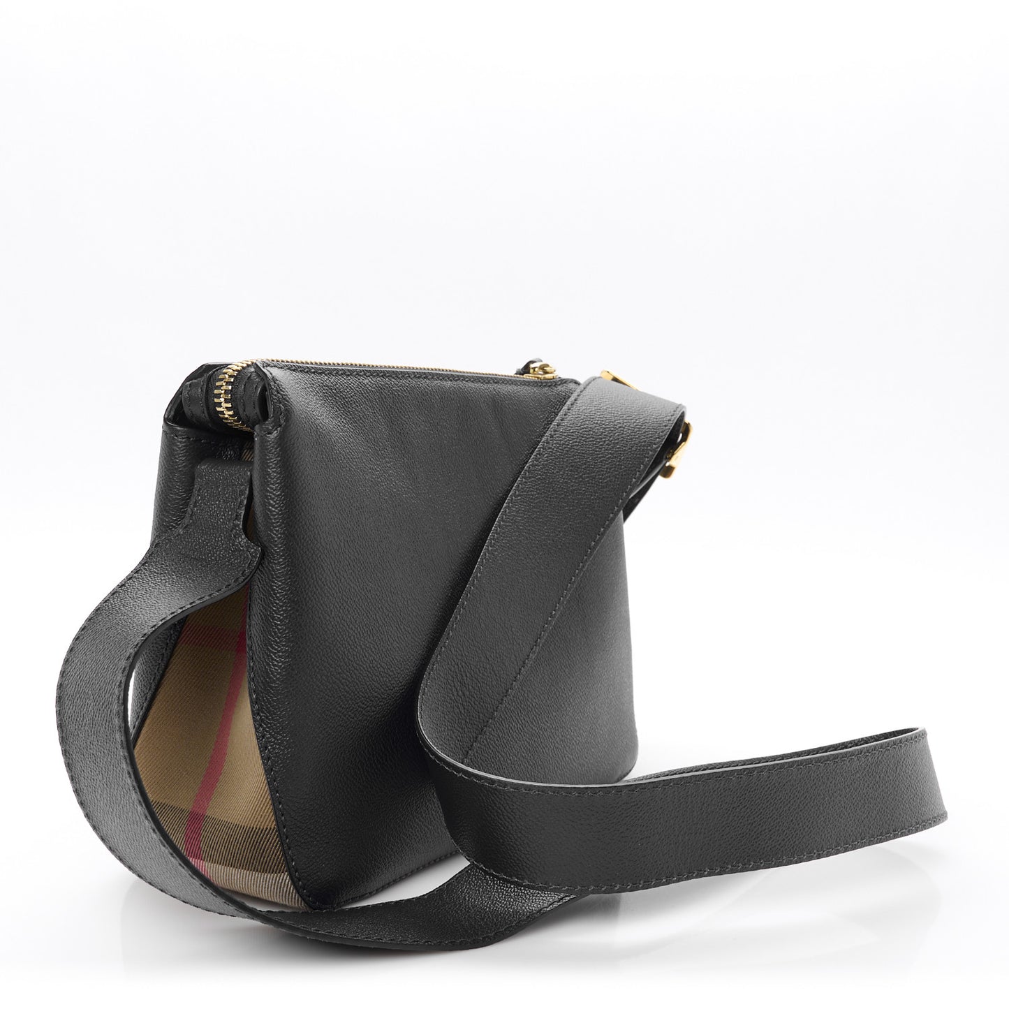 Soft Grain Calfskin House Check Small Helmsley Crossbody Blue Carbon