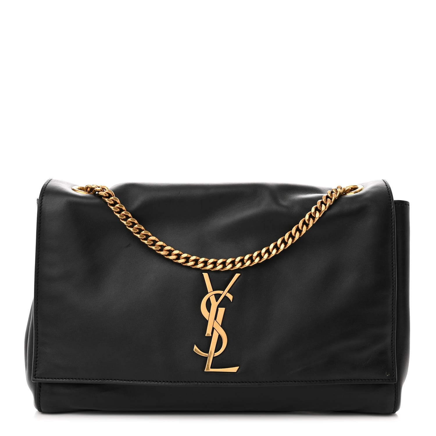 Saint Laurent Smooth Calfskin Suede Medium Reversible Monogram Kate Satchel Black 1 of 15