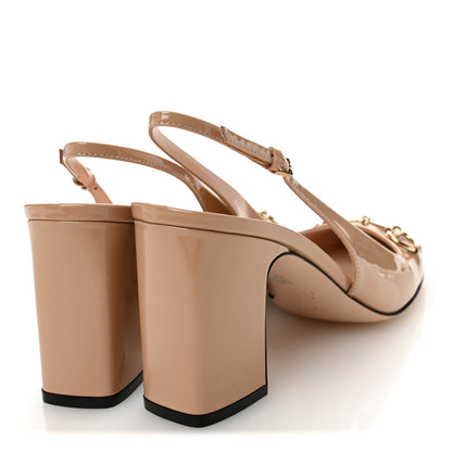 Gucci Vernice Crystal Horsebit Lady Slingback Pumps 39.5 Pink Sand 5 of 11