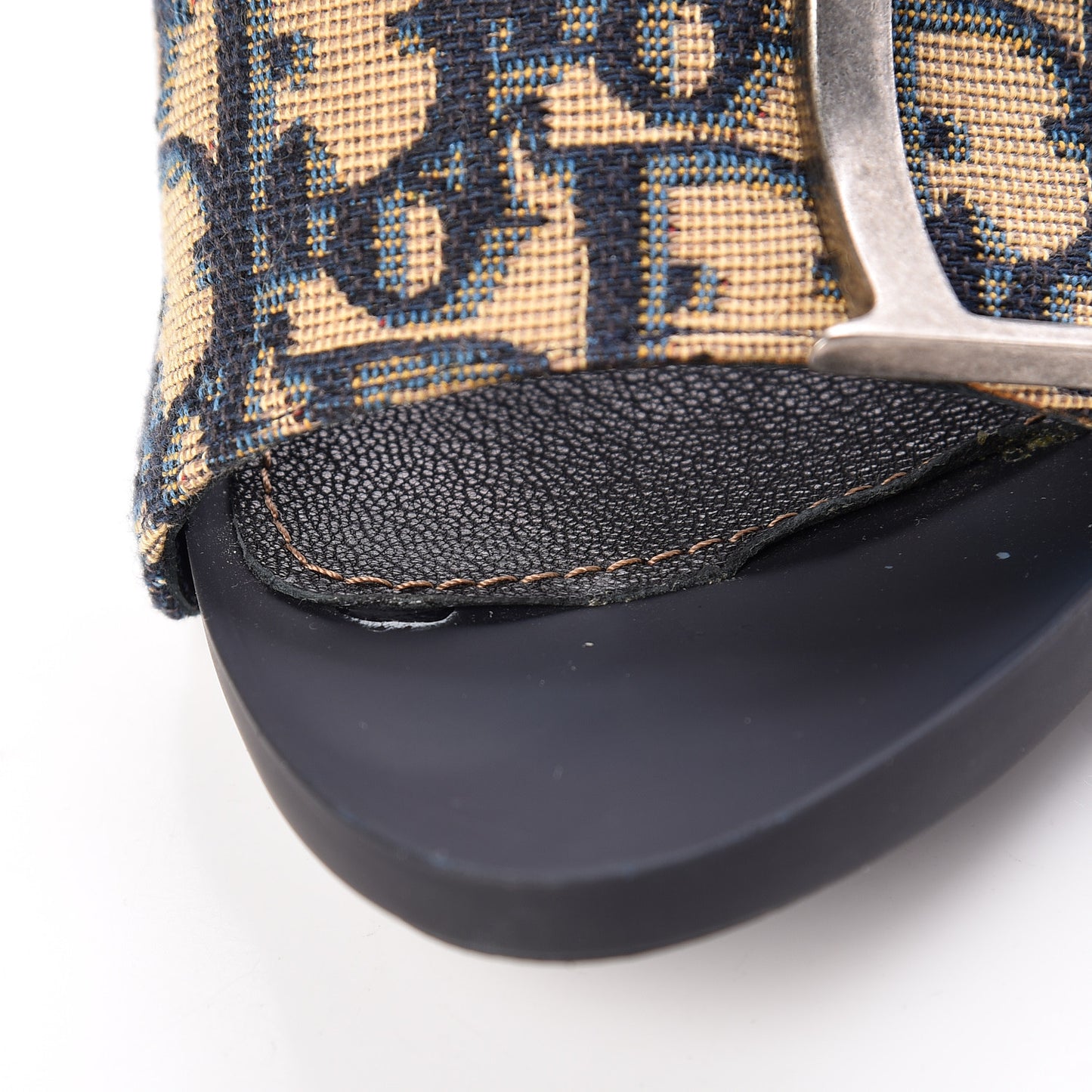 Canvas Monogram Sandals 38.5 Blue Marine