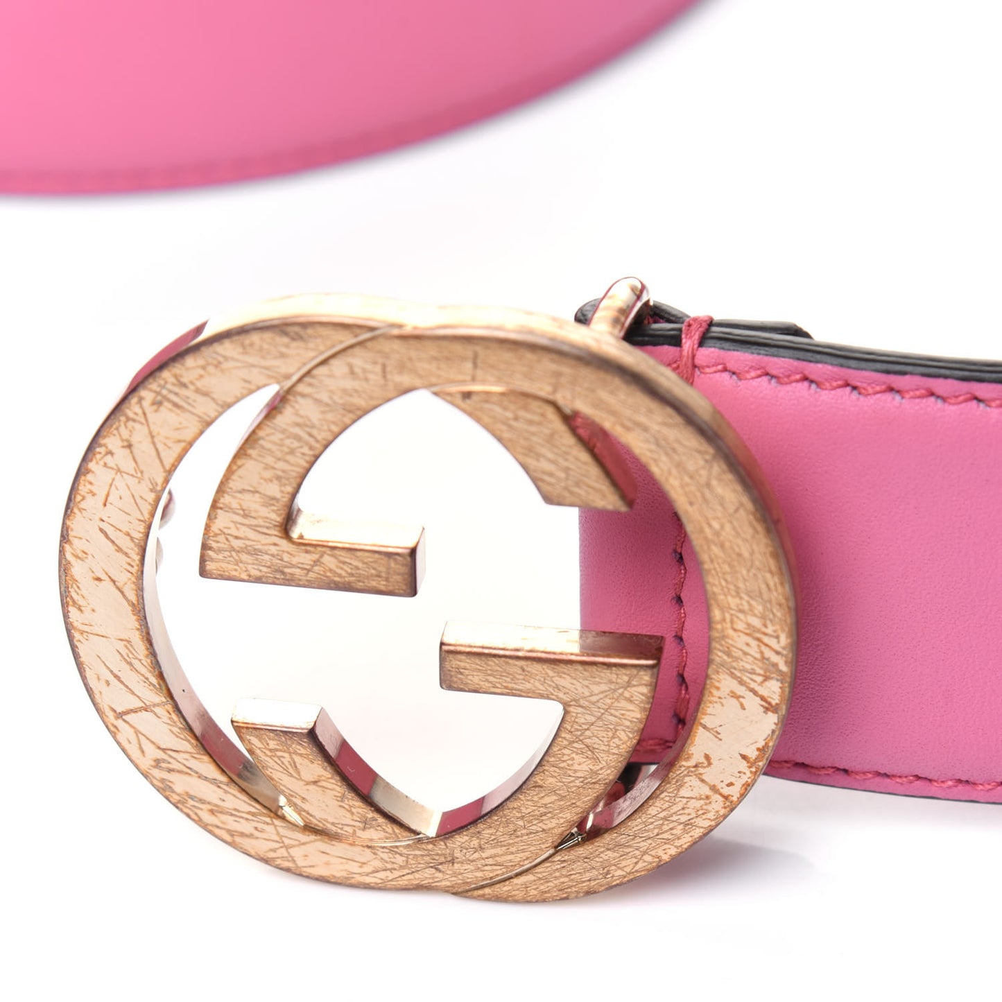 Moon Calfskin Interlocking G 37mm Belt 110 44 Glossy Pink