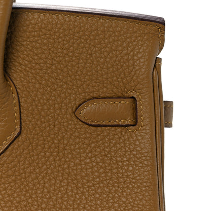 Hermes Togo Verso Birkin 25 Bronze Dore Bleu Brume 10 of 34