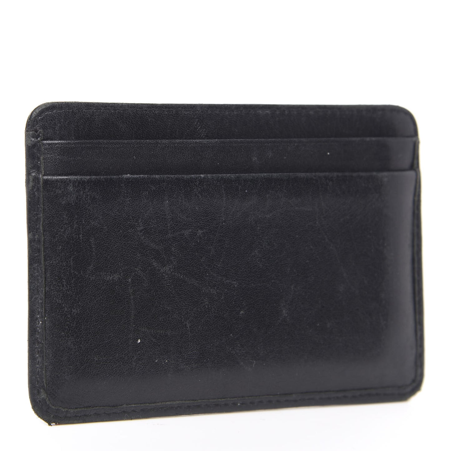 Calfskin Quilted Cambon Card Holder Black White