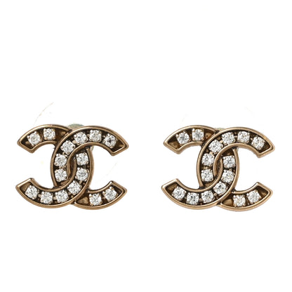 Chanel Metal Crystal CC Earrings Gold 1 of 4