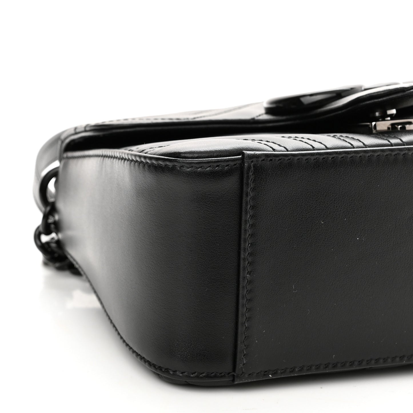 Calfskin Matelasse Monochrome Mini GG Marmont Top Handle Shoulder Bag Black