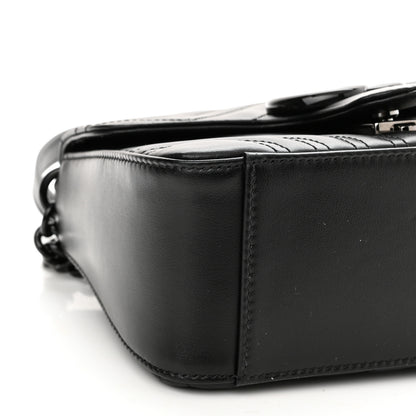Gucci Calfskin Matelasse Monochrome Mini GG Marmont Top Handle Shoulder Bag Black 8 of 9