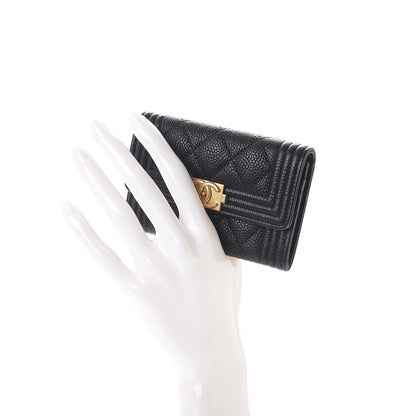 Chanel Caviar Quilted Boy Flap Card Holder Black 2 of 9