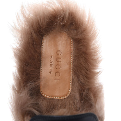 Gucci Calfskin Fur Tiger Embroidered Womens Princetown Slippers 36 Black 6 of 9