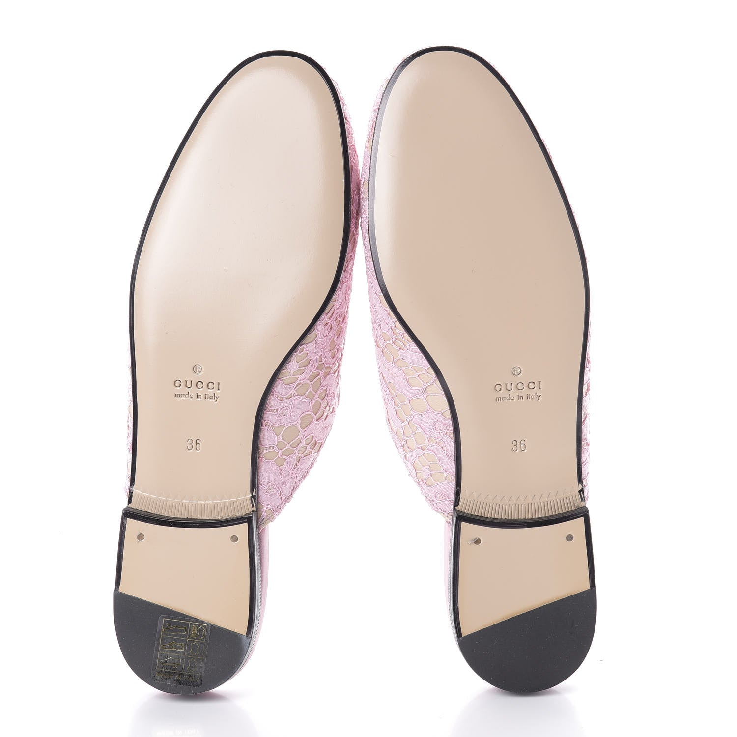 Gucci Lace Malaga Kid Womens Princetown Slippers 36 Sugar Pink Skin Rose 7 of 7