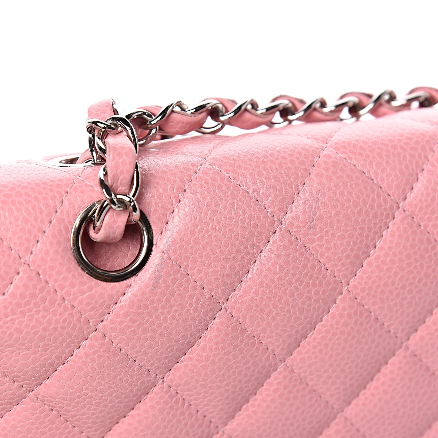 Caviar Quilted Medium Double Flap Pink