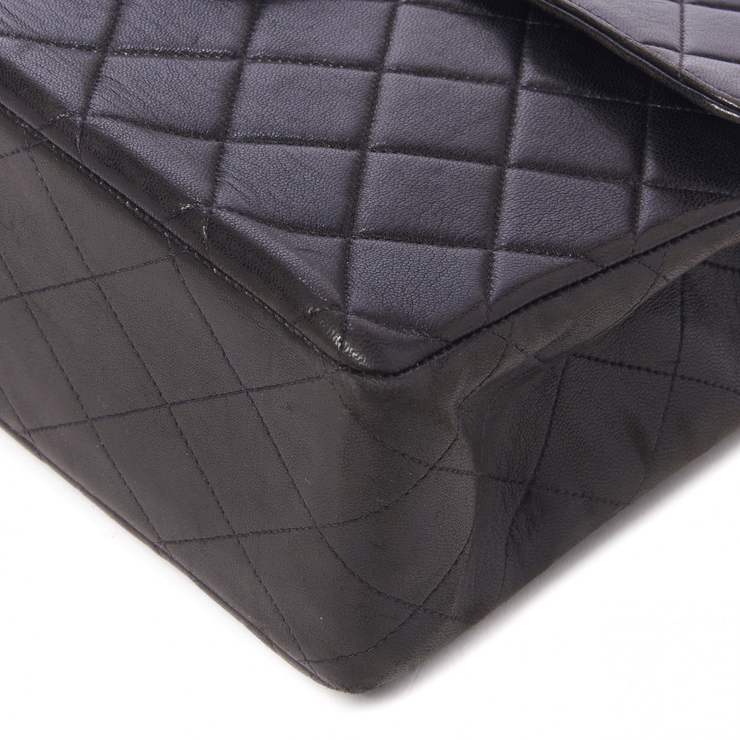 Lambskin Quilted Jumbo Single Flap Black