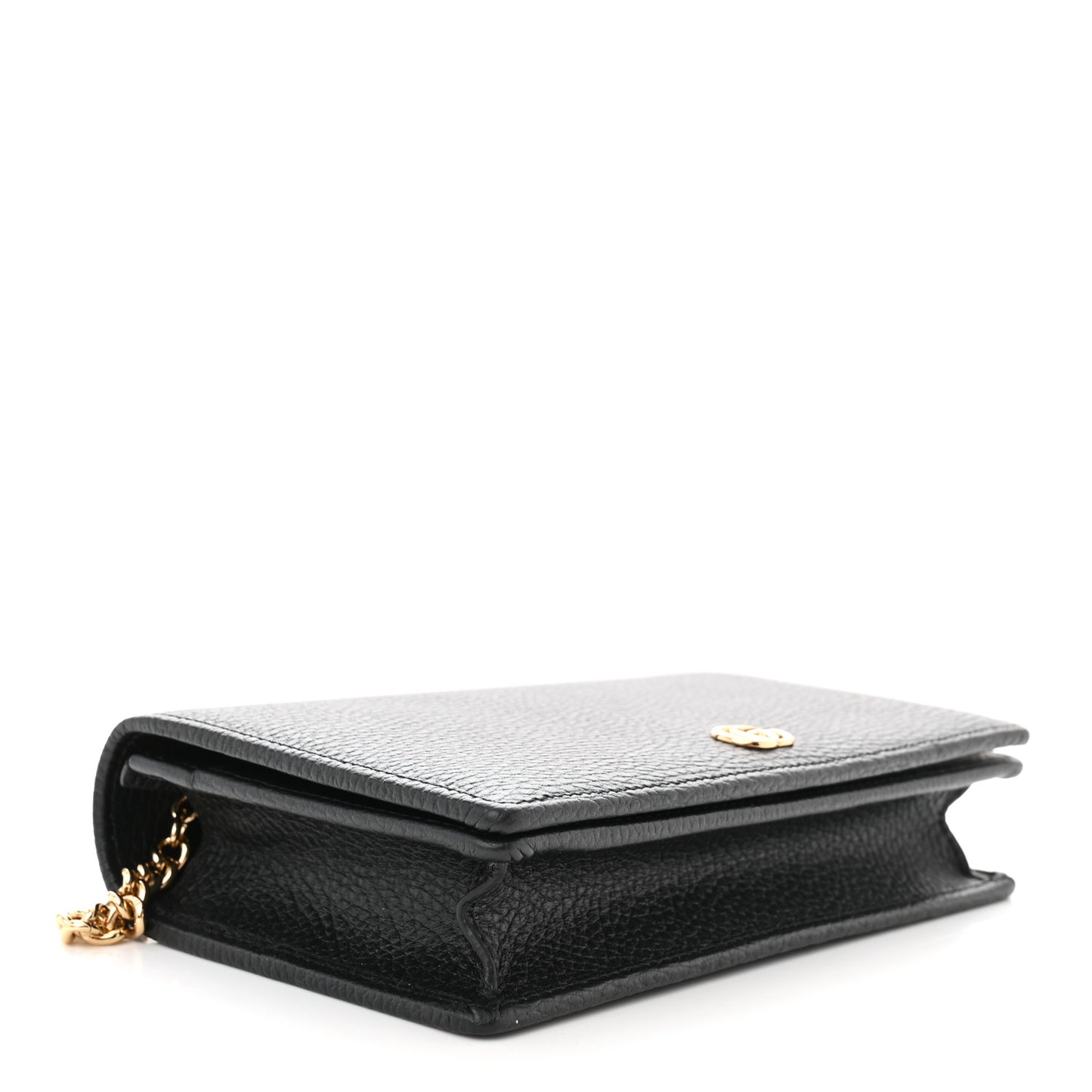 Calfskin Mini GG Marmont Chain Wallet Black