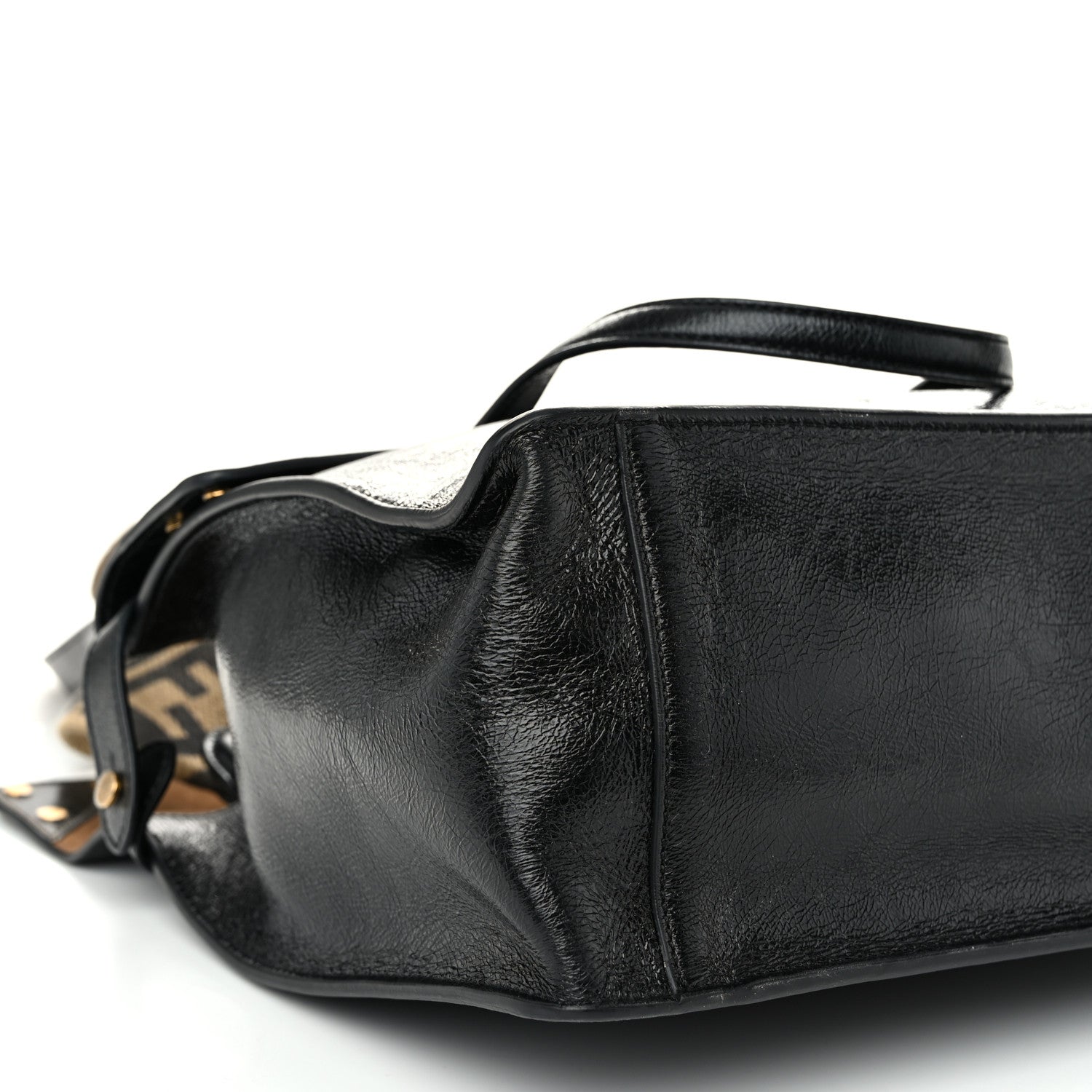 Fendi Agnello Old Shine Vitello Go Rain Large Flip Tote Black Marrone 8 of 9