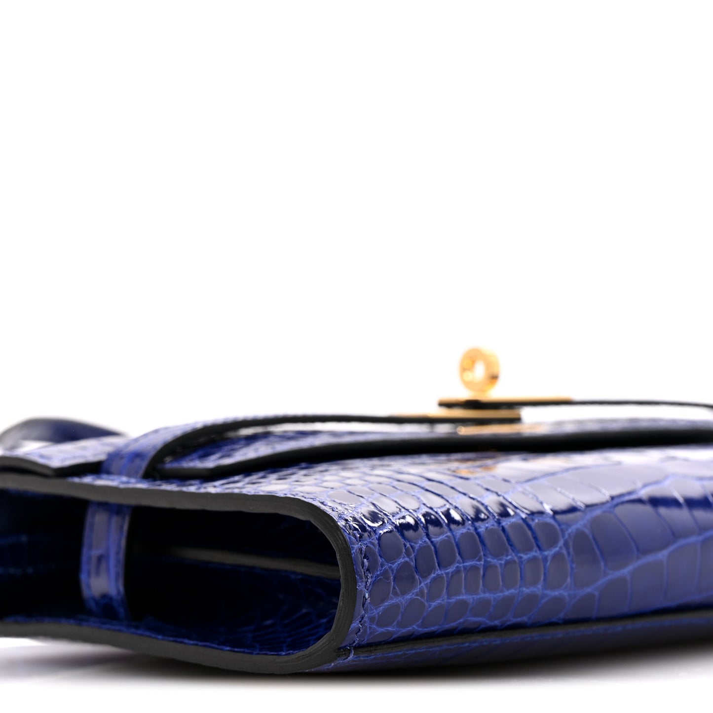 Shiny Alligator Kelly Wallet To Go Bleu Electrique