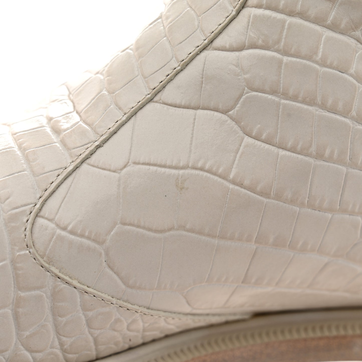 Calfskin Crocodile Embossed Karligraphy Logo Riding Boots 40.5 White