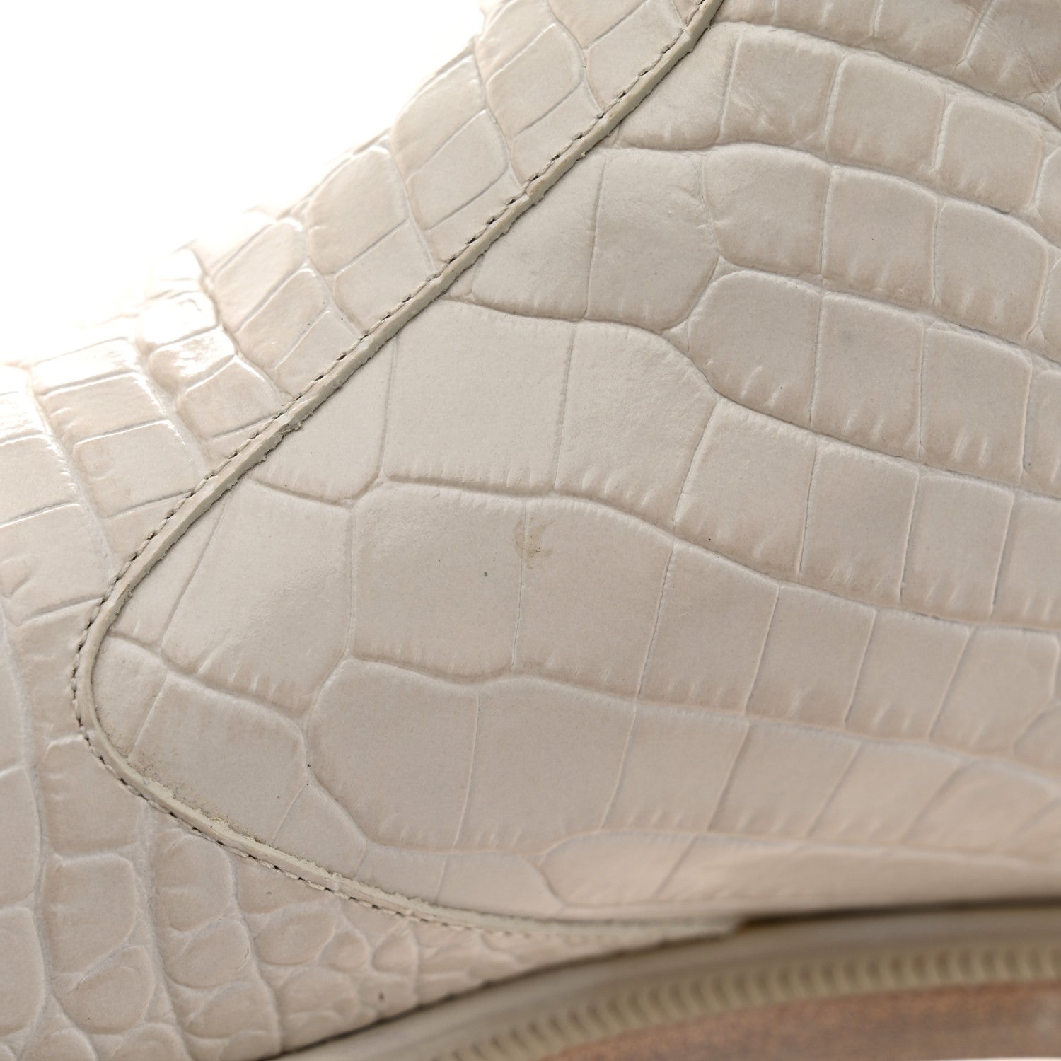 Fendi Calfskin Crocodile Embossed Karligraphy Logo Riding Boots 40.5 White 13 of 16
