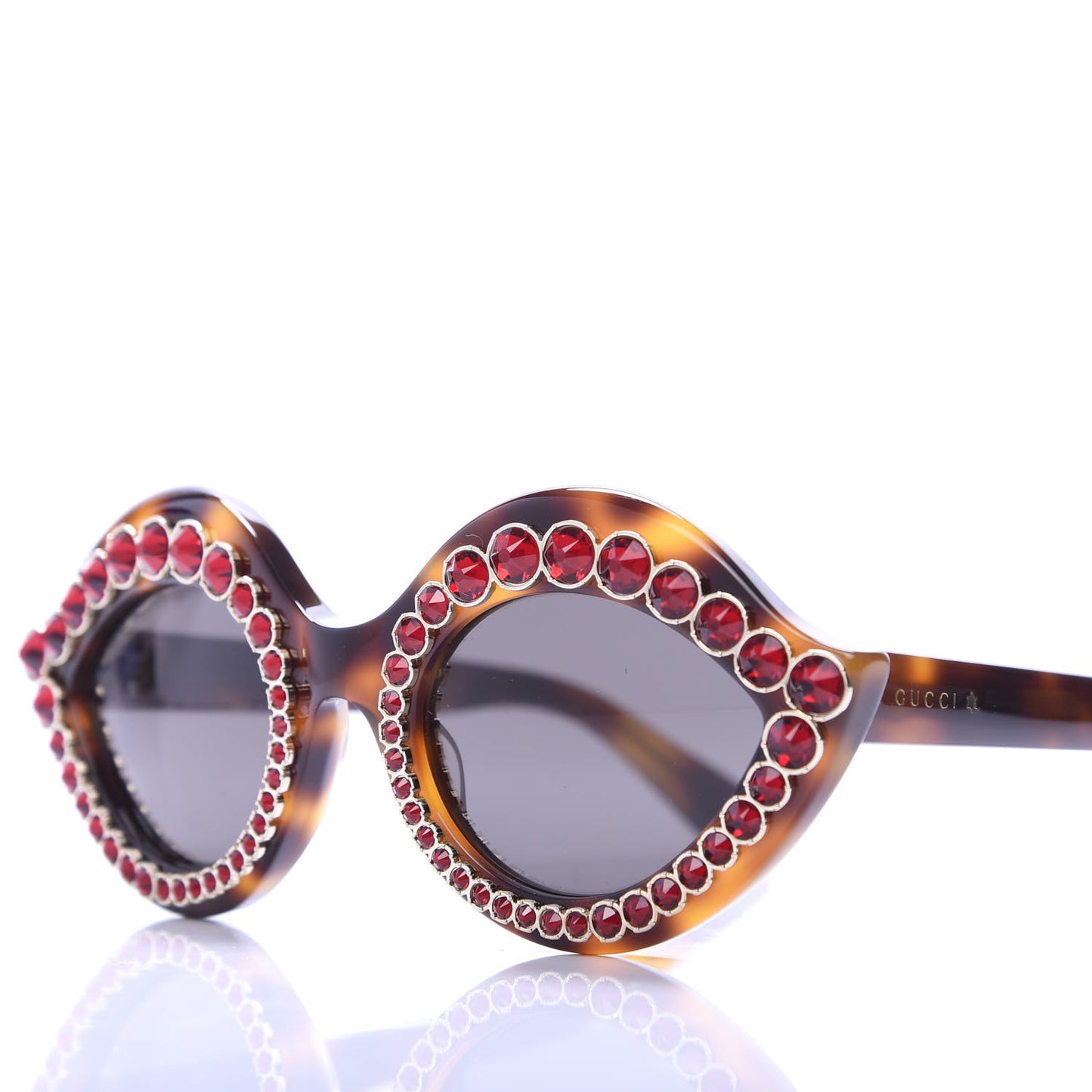 Acetate Crystal Studded Cat Eye Sunglasses GG0045S Tortoise