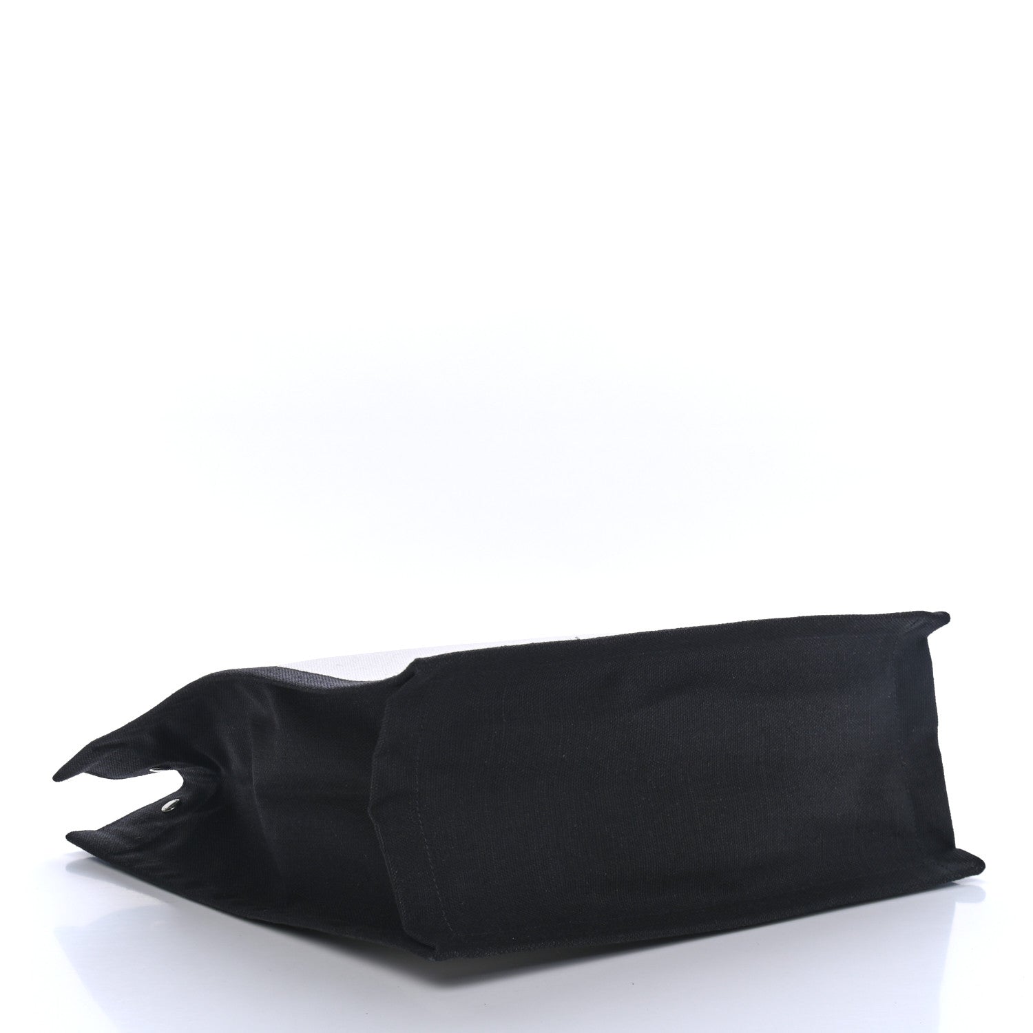 Saint Laurent Linen Calfskin Rive Gauche North South Tote White Black 3 of 4