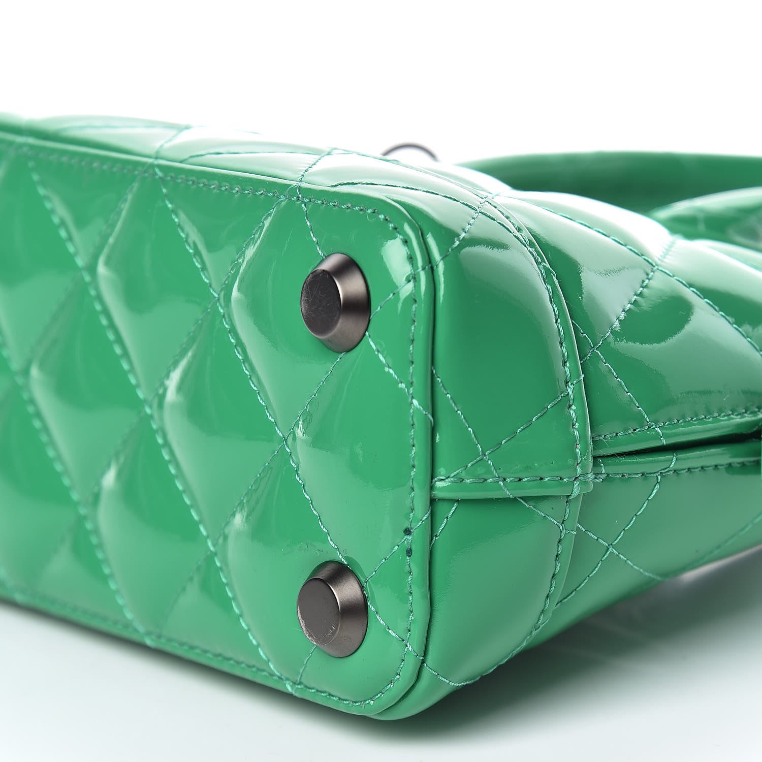 Balenciaga Faux Patent Quilted XXS Ville Top Handle Bag Green 10 of 10