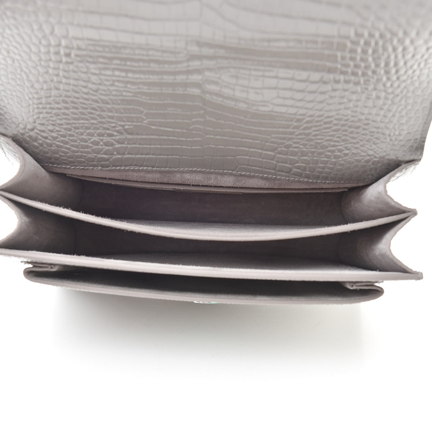 Calfskin Crocodile Embossed Large Monogram Sunset Fog