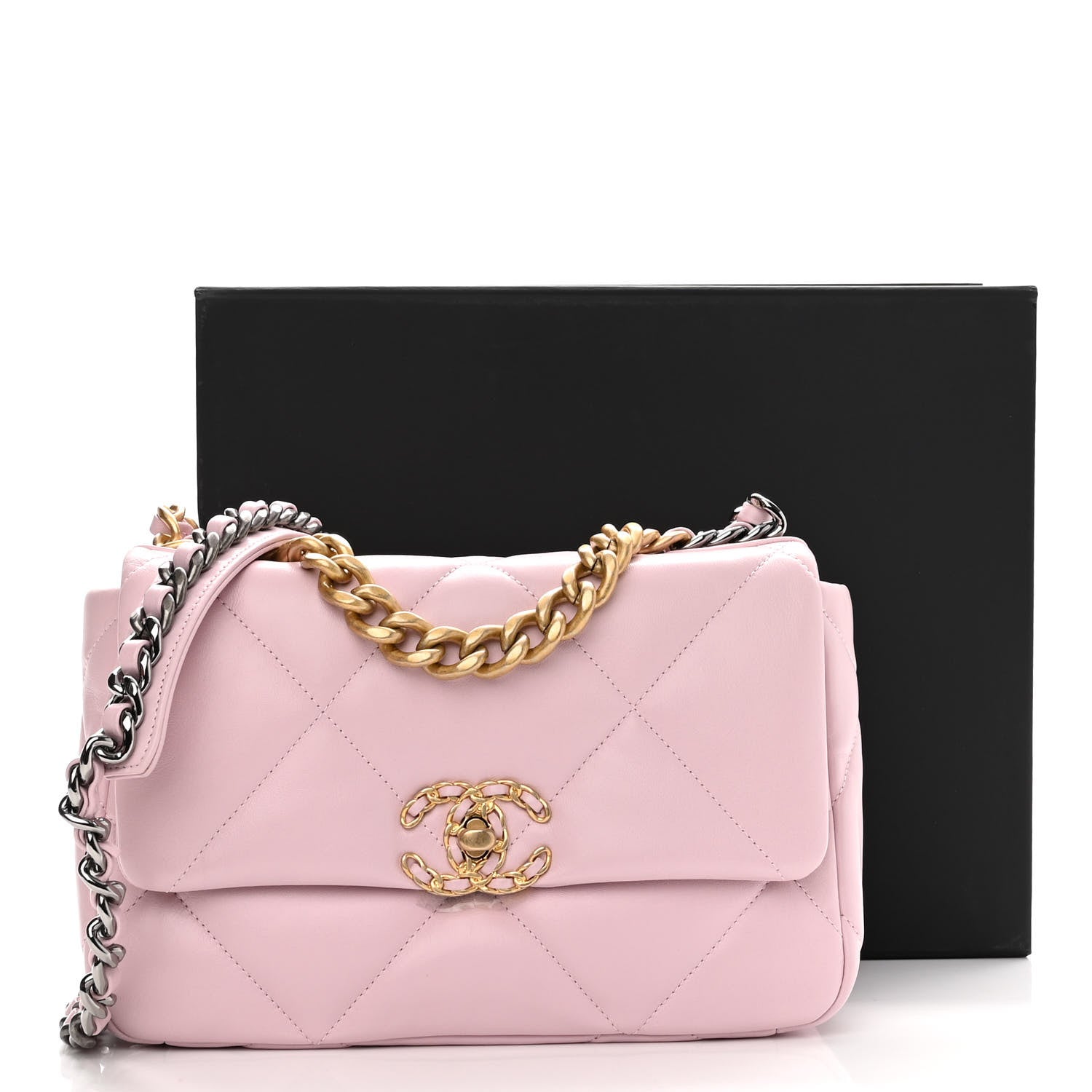 Chanel Lambskin Quilted Medium Chanel 19 Flap Light Pink 11 of 11