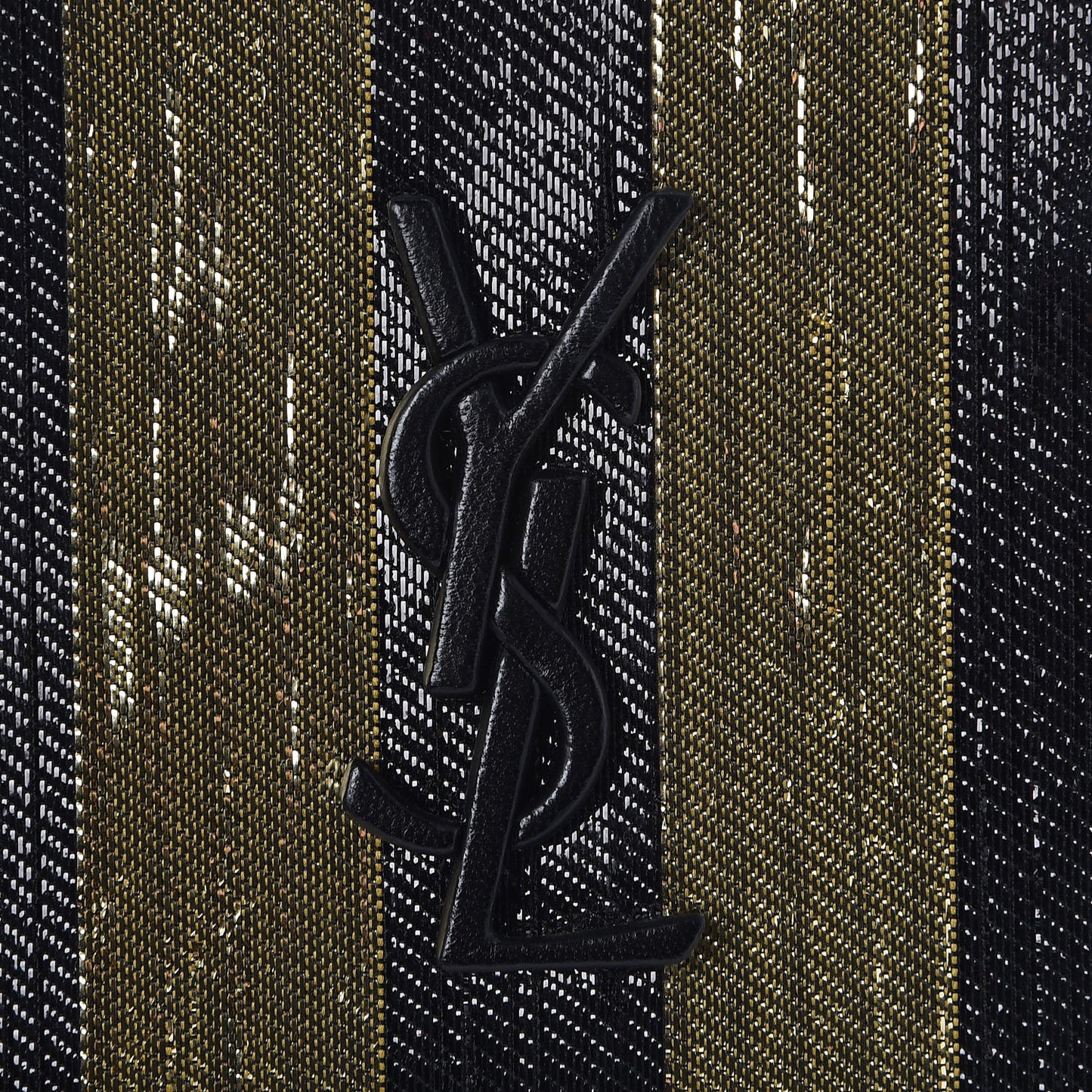 Metallic Calfskin Striped Small Monogram Kate Satchel Black Gold