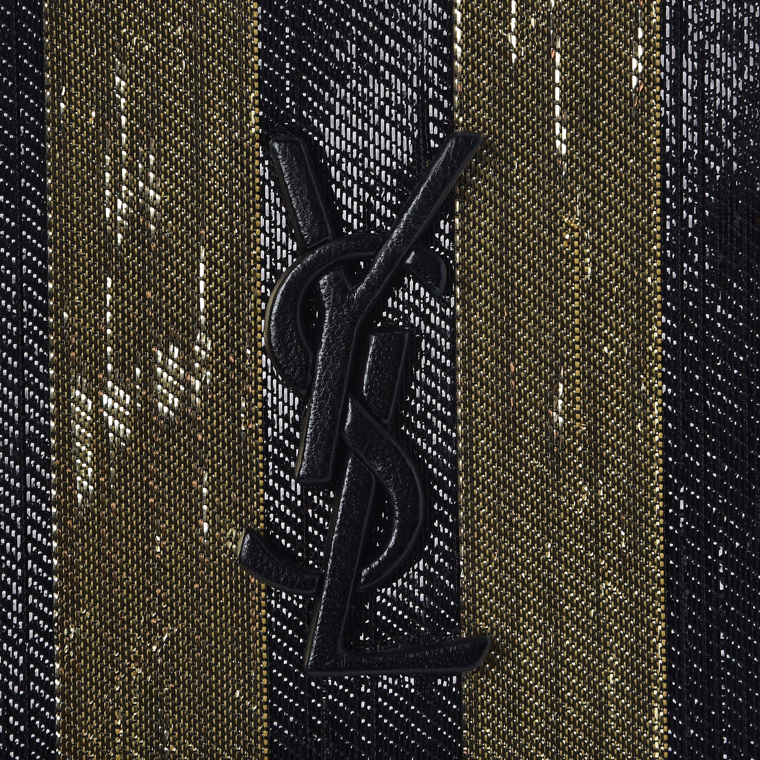 Saint Laurent Metallic Calfskin Striped Small Monogram Kate Satchel Black Gold 6 of 7