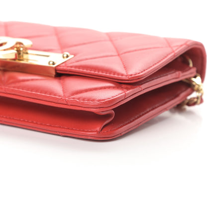 Chanel Lambskin Quilted Golden Class Wallet on Chain WOC Red 10 of 11