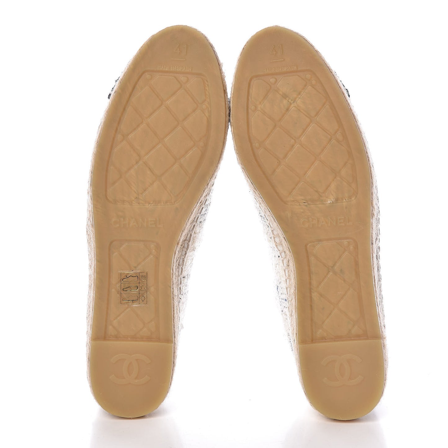 Tweed CC Espadrilles 41 Ecru White Blue Black