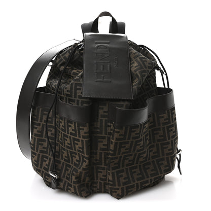 Fendi Recycled Fabric Jacquard Vitello Astro FF 1974 Large Fendi Strike Backpack Tobacco Moro Ebano 1 of 10