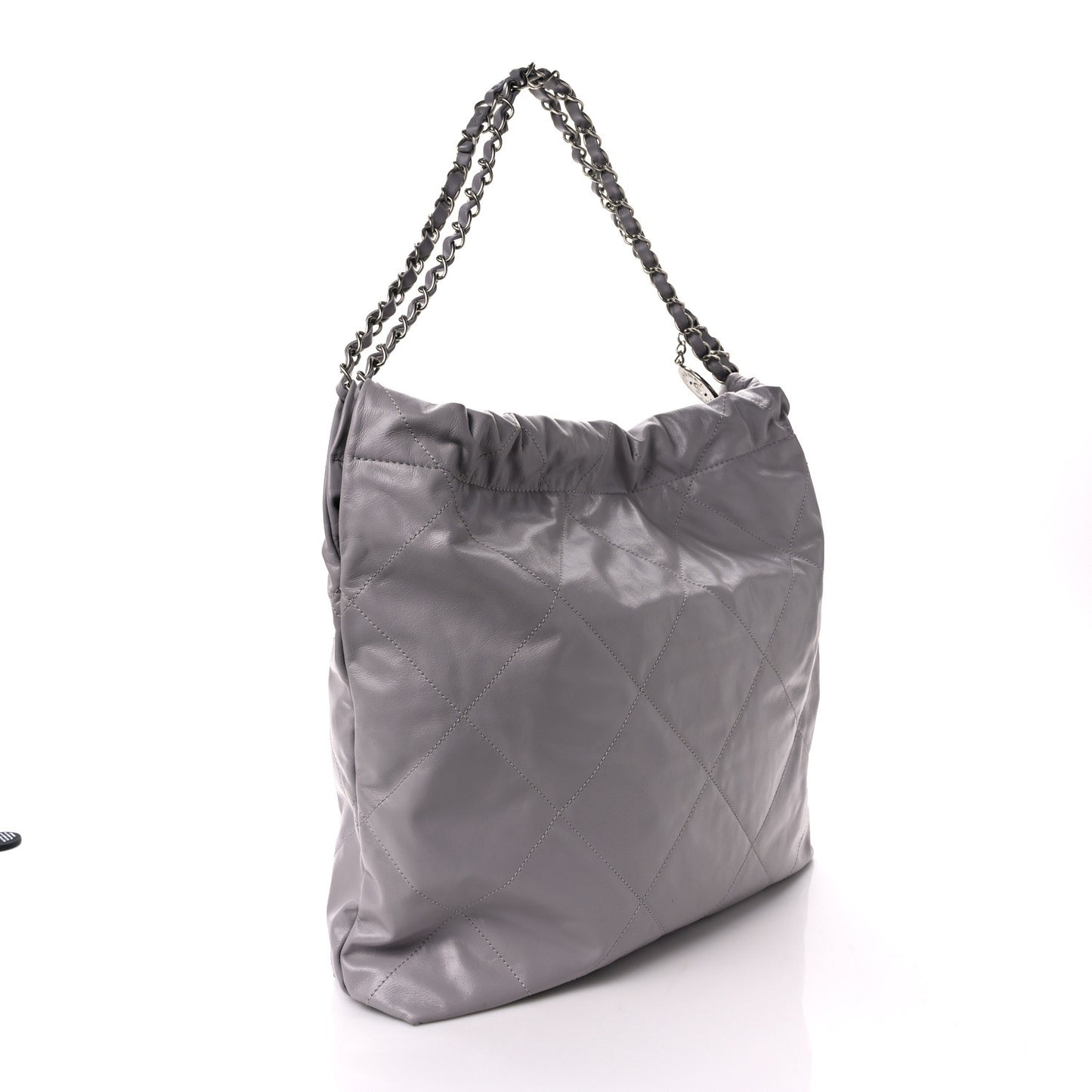 Shiny Calfskin Quilted Chanel 22 Light Grey